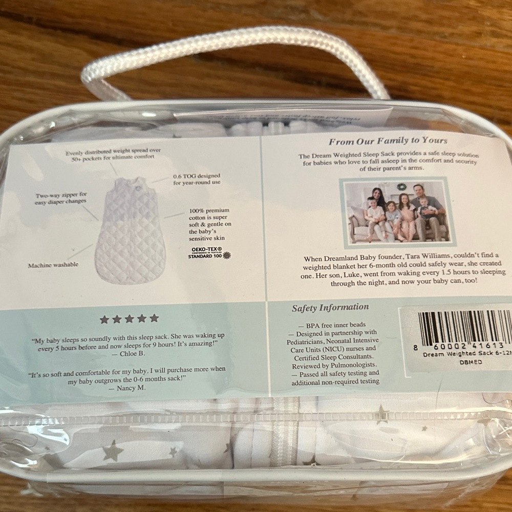 Dreamland Baby Weighted Sleep Sack - Classic White - Picture 2 of 2